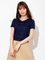 レイヤードレースニット/ネイビー