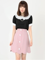 ローズボタンスカラップスカート/ピンク