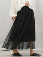 ロングチュールスカート/ブラック