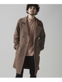 ワイドラペルウール混トレンチ/ブラウン(050)