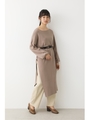 ワンショルロングスリットニットトップス/L/BRN1