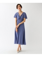 ヴィンテージ風小紋プリントドレス/ブルー(192)