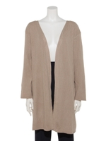 圧縮リブ風ニットカーディガン/Beige