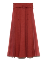 異素材切替プリーツスカート/RED