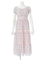 花柄ティアードワンピース/ピンク