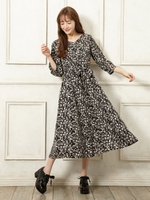 花柄ロングワンピース/クロ