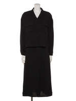 開襟シャツレヤードワンピース/ブラック