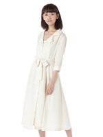 開襟ロングシャツワンピース/イエロー