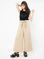 共地ベルト付きワイドパンツ/ベージュ