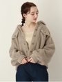 衿付きボアGジャン/グレーベージュ