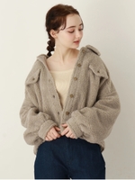 衿付きボアGジャン/グレーベージュ