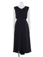 後ろプリーツロングワンピース/ネイビー