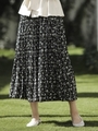 小花柄プリーツスカート/クロ