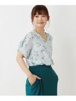 袖ねじりフラワーブラウス/ライトブルー(191)