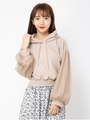 袖チュールパーカー/ベージュ