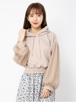 袖チュールパーカー/ベージュ