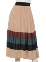 多段切替プリーツスカート/ブラウン