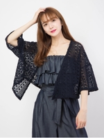 透かし短丈羽織/ネイビー