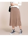 毛玉レスニット 総針ラップ風スカート/ベージュ(040)