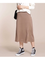 毛玉レスニット 総針ラップ風スカート/ベージュ(040)