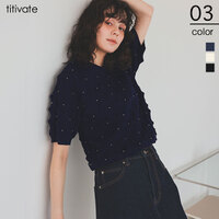 ドットデザインぽこぽこニットトップス