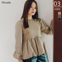 ドッキングバルーンペプラムニット/トップス