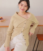 アシンメトリーオフショルダーニットトップス