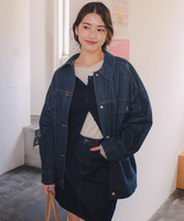 襟付ルーズデニムジャケット