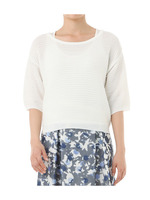 5分袖ラメニット