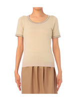 ステッチ半袖ニットプルオーバー