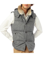 脱着フードダウンベスト