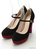 【atm&atg】 ストーム付きバイカラーストラップパンプス