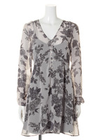 モノトーンフラワーシフォンワンピース