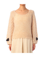 袖リボンモヘヤプルオーバーニット