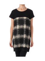 ぼかしチェック切り替えニットワンピース