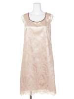 ラメ刺しゅうレースAラインワンピース