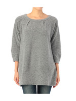 タック使い七分袖ニットプルオーバー