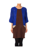 ニットソー配色コンビワンピース