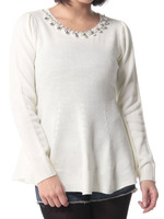 ビジューネックレスニットプルオーバー