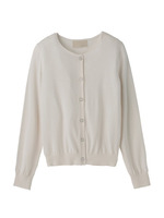 [L]シルクコットンラウンドネックカーディガン