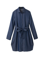 [L]比翼仕立てダンガリーシャツワンピース