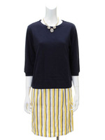 スウェットトップス×ストライプスカートセット