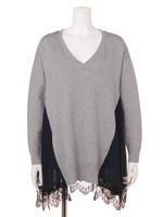 ニット×レースプルオーバー