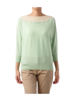 ビジュー付きバイカラードルマンニット