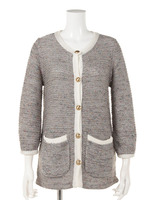 ラメ混MIX糸ノーカラーLジャケット3G