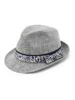 花柄テープ付きシャブレー中折れハット