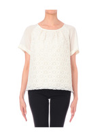 幾何学レースデザインブラウス