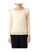 肩フリルレーストップス