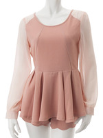 【ECURY】袖シフォンペプラムセットアップ