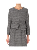 リボン付きぺプラムツイードジャケット